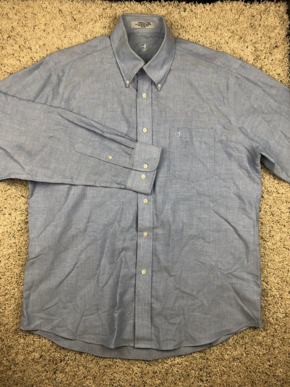 Duck Head Men's Solid Long Sleeve Button Up Blue Shirt Size Large 16 34